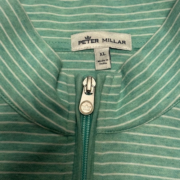 Men’s Peter Millar Striped Long Sleeve 1/4 Zip  Green Sz XL Broadmoor Golf Club - Picture 3 of 7